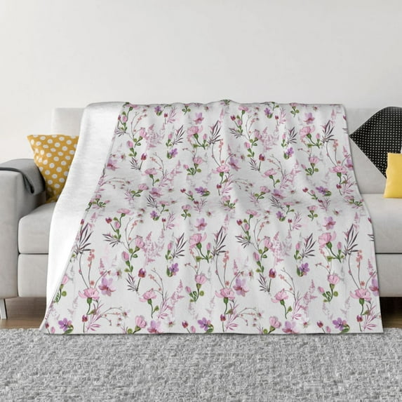Rateoe Orchids Flowers Pattern Flannel Throw Blanket, Ultra-soft Blanket for Bed, Couch, Car, Hypoallergenic Anti-pilling blanket-40"x30"(Horizontal)