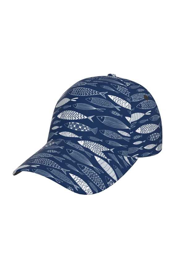 Ornamental Fish Pattern Baseball Cap Outdoor Cap Mountain Dad Hat - Unstructured Soft Cotton Cap-Adjustable UV Protection Cap