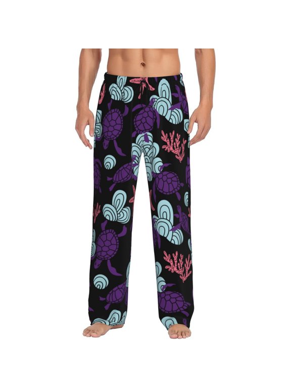 Ornamental Turtles Pattern Men’s Ultra-Soft Comfy Pajama Lounge Pants Sleepwear,Comfortable Lounge Wear,lightweight Pajamas, Casual Home Wear-Large