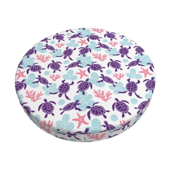 Rateoe Ornamental Turtles Pattern Round Bar Stool Seat Covers,Washable Stool Cushion Slipcover Elastic Bar Chair Covers for 12-14 Inch Chair -12 inch