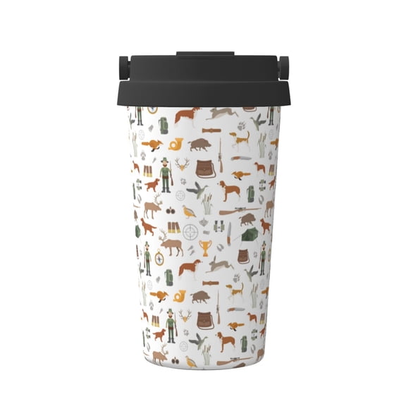 Rateoe Outdoor Living Pattern Travel Coffee Mug Tumbler with Flip Lid | Reusable Insulated Stainless Steel Cold Brew Iced Coffee Cup Thermos