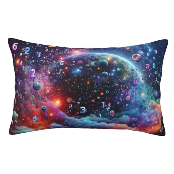 Rateoe Outer Space Floating Numbers And Letters Pattern Decorative Pillow Case,Throw Pillow Covers,Plush Pillow Cover,Soft Pillow Case,Velvet Pillow Case-20"x30"