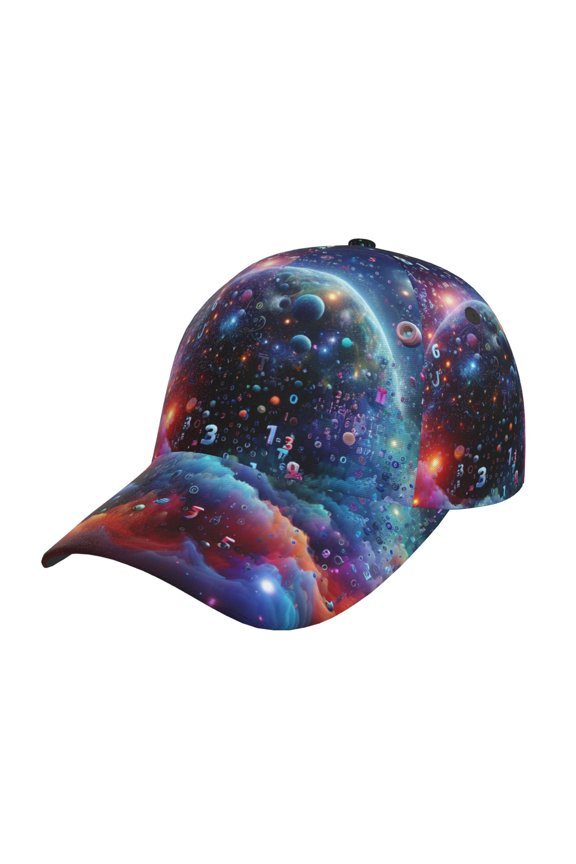 Outer Space Floating Numbers And Letters Pattern Mens Baseball Cap Adjustable Curved Brim Hat, Soft Cotton Sports Cap for Outdoor, Casual, and Everyday Wear, Comfortable & Breathable