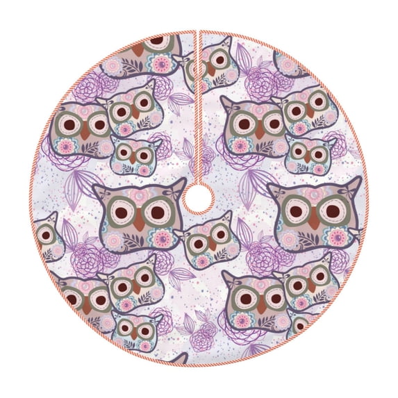 Rateoe Owl And Floral Pattern Christmas Tree Skirt with Ties , Christmas Tree Decorations, Farmhouse Christmas Decor Xmas Holiday Decorations-36"