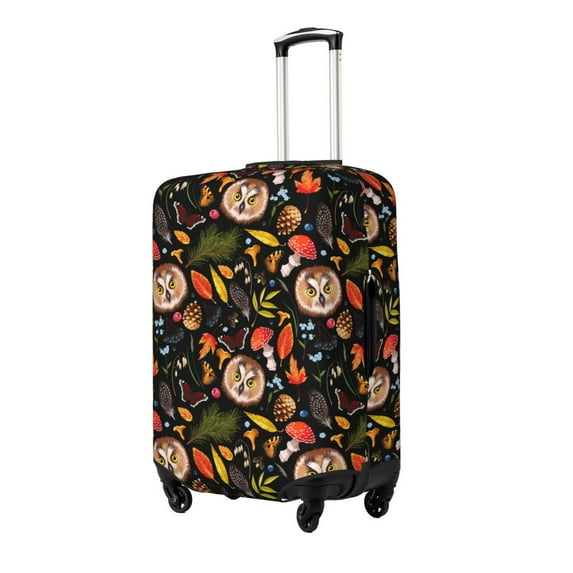 Rateoe Owl And Leaves Printed Luggage Cover, Suitcase Protector Fits 18-32 Inch Luggage-