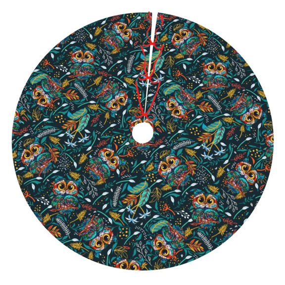 Rateoe Owl Doodle Print Christmas Tree Skirt 48" for Xmas Holiday New Year Party Circle Tree Mat Ornaments Decoration