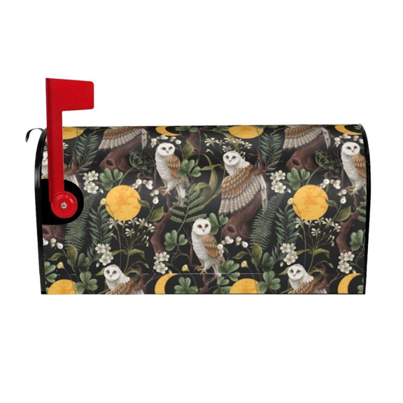 Rateoe Owls And Plants Printed Mailbox Covers - Easy to Install Fall, Winter, Spring, Summer Mailbox Cover - Weather and UV-Resistant Mailbox Decor - Mailbox Magnetic Covers-21x18 in