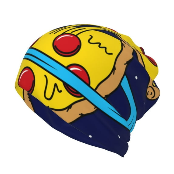Rateoe PLANETA EN FORMA DE PIZZA Cotton Slouchy Beanie Hat for Men/Women,Lightweight Oversize Large Thin Skull Cap Night Sleeping Cap