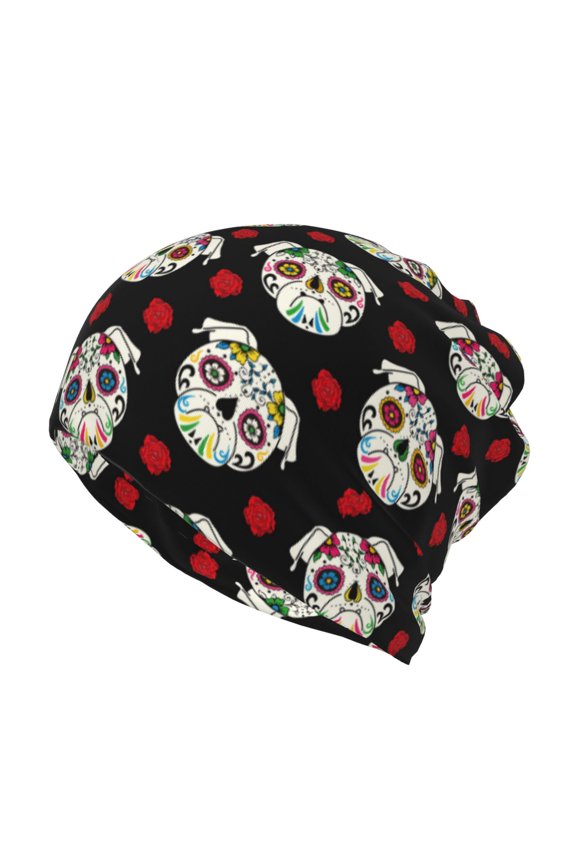 PUG Cotton Slouchy Beanie Hat for Men/Women,Lightweight Oversize Large Thin Skull Cap Night Sleeping Cap