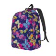 thumbnail image 1 of Rateoe Paint Butterflies Pattern Durable Canvas Backpack for Men & Women – Stylish & Lightweight – Adjustable Straps, Multiple Pockets – Fits 15-17 Inch LaptopsSmall, 1 of 5