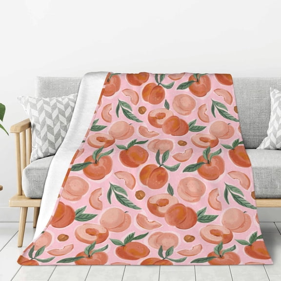 Rateoe Painting Peach Pattern Flannel Throw Blanket, Ultra-soft Blanket for Bed, Couch, Car, Hypoallergenic Anti-pilling blanket-40"x30"(Vertical)