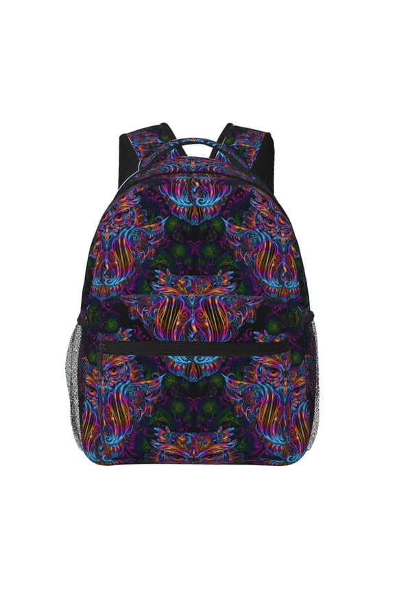 Paisley And Owls Pattern Casual Backpack for School, Work, Travel  Adjustable Straps, Multiple Compartments  Ergonomic Design, Fits Laptops and Tablets