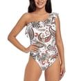 thumbnail image 1 of Rateoe Paisley Floral Pattern Women One Piece Swimsuits Tummy Control One Shoulder Bathing Suits Ruffle Swimwear-Small, 1 of 6