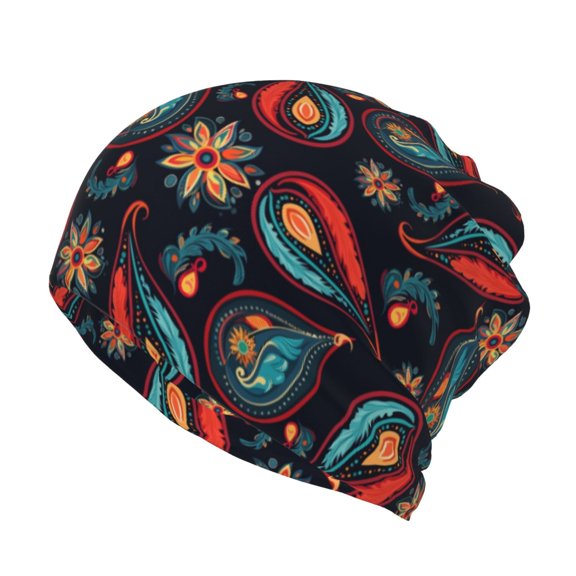 Rateoe Paisley1 Cotton Slouchy Beanie Hat for Men/Women,Lightweight Oversize Large Thin Skull Cap Night Sleeping Cap
