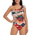 thumbnail image 1 of Rateoe Paisley2 Pattern Women One Piece Swimsuits Tummy Control One Shoulder Bathing Suits Ruffle Swimwear-X-Large, 1 of 6