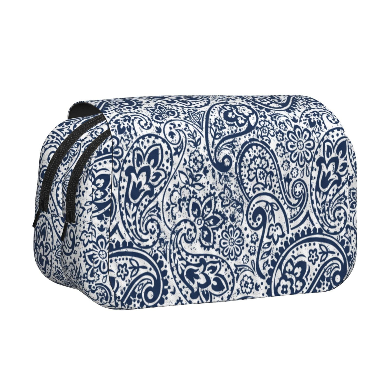 Rateoe Paisley4 Pattern Double Clamshell Pen Case, Storage Organizer with Two Zipper Compartments– Holds Up to 50 Pencils & Pens