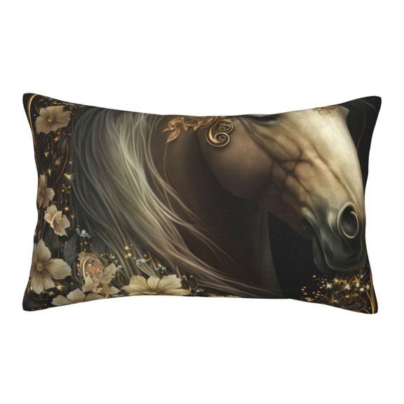 Rateoe Palatial Gold Pattern Horse Pattern Pillow Covers with Invisible Zipper(Pillows are not Included) Standard Pillowcases-16"x24"