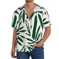 thumbnail image 1 of Rateoe Palm Branch With Leaves Pattern Men's Short Sleeve Classic Shirt, Casual Short-Sleeved Shirt, Lightweight Summer Shirt, Cuban Collar Shirt,Button-Front Shirt-X-Large, 1 of 5