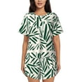 thumbnail image 1 of Rateoe Palm Branch With Leaves Pattern Women's Short-Sleeved Pajama Set - 2 Piece Soft and Lightweight Sleepwear Set-Medium, 1 of 7