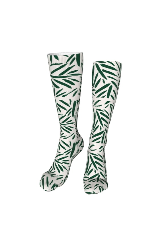 Palm Branch With Leaves print Women's Men's Novelty 20in Crew Socks Cotton Socks Knee High Socks for Walking,Running,Nurses,Pregnancy-One Size