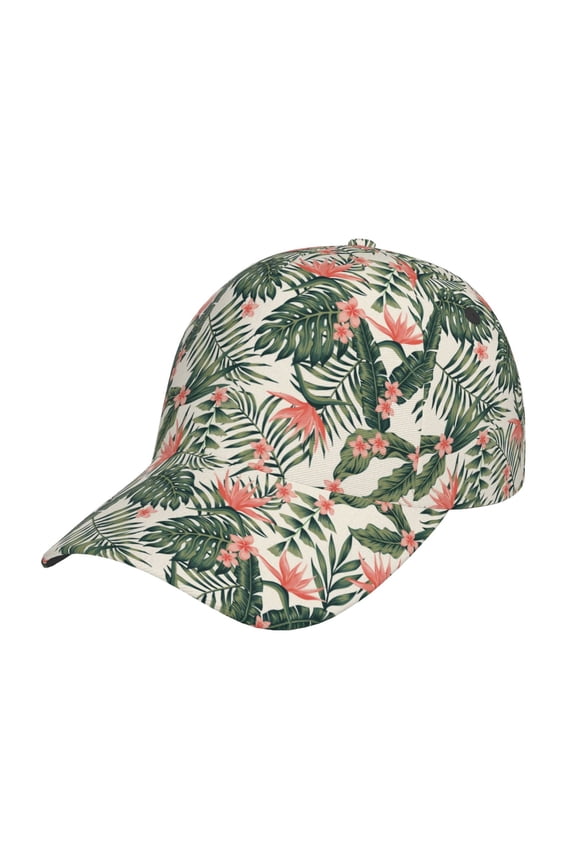 Palm Trees and Tropical Pattern Mens Baseball Cap  Adjustable Curved Brim Hat, Soft Cotton Sports Cap for Outdoor, Casual, and Everyday Wear, Comfortable & Breathable