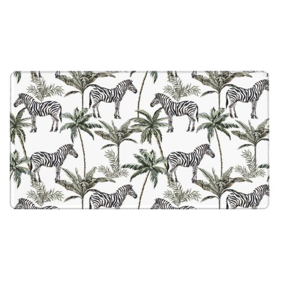 Rateoe Palm Trees Zebra Print Mouse Pad - Extended Large Gaming Mousepad,Non-Slip Stitched Edge,16x29.5 Inch