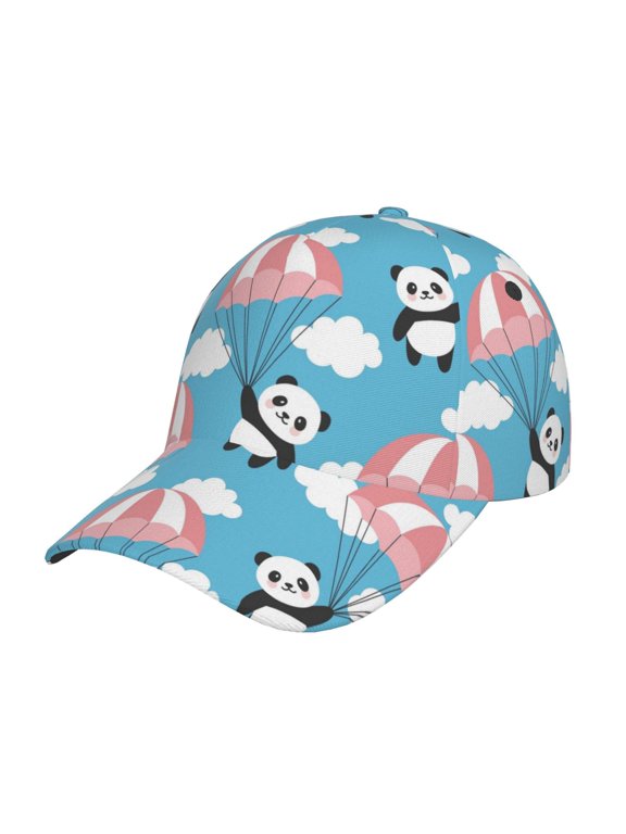 Panda Flying in the Sky Pattern Mens Baseball Cap Adjustable Curved Brim Hat, Soft Cotton Sports Cap for Outdoor, Casual, and Everyday Wear, Comfortable & Breathable