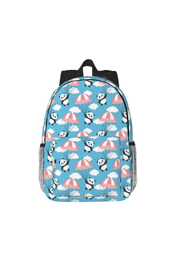 Panda Flying in the Sky Pattern Student Backpack Water-resistant Backpack 15-inch Laptop Backpack Lightweight Adjustable School Backpack