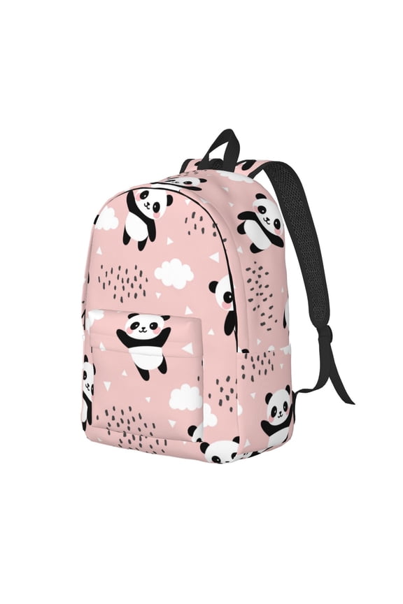 Panda Pattern Durable Canvas Backpack for Men & Women – Stylish & Lightweight – Adjustable Straps, Multiple Pockets – Fits 15-17 Inch LaptopsSmall