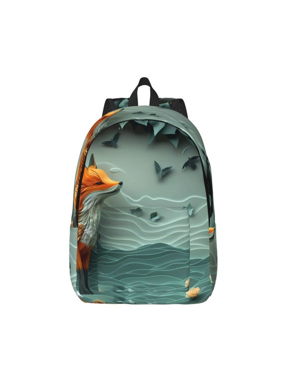 Paper Fox Crow Fantasy Pattern Canvas College Laptop Backpack,Travel Daypack,Durable Rucksack Travel Notebook Bag School Backpack Book Bag for Men Women-Small