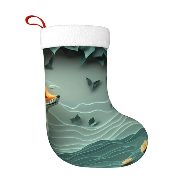 Rateoe Paper Fox Crow Fantasy Print Christmas Stockings,18 Inch Large Christmas Stockings Decoration Ornaments for Holiday Home Fireplace Indoors