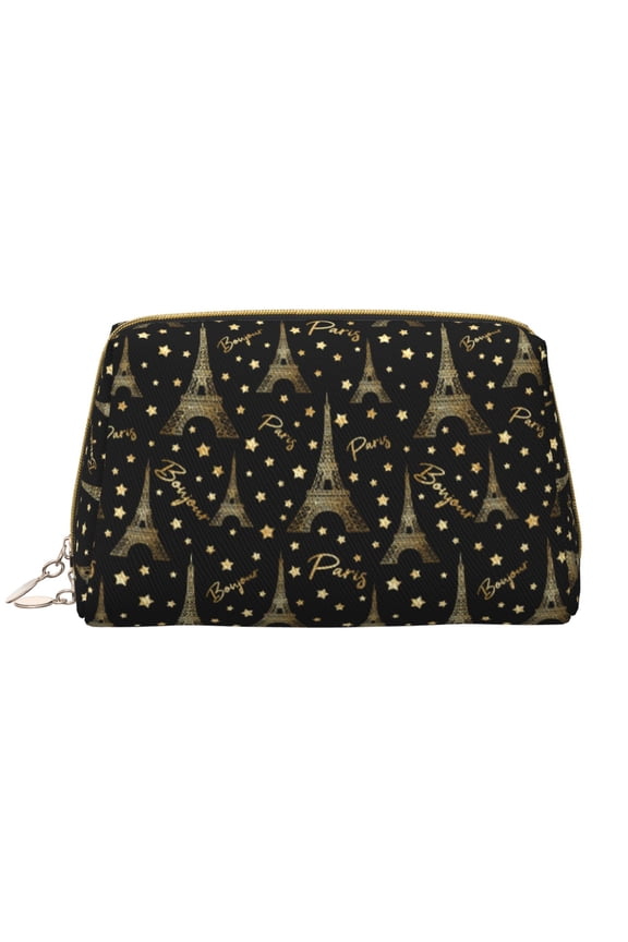 Paris Romantic for Travel Makeup Bag,Large Capacity Cosmetic Bags for Women,Waterproof Portable Pouch Open Flat Toiletry Bag Make up Organizer