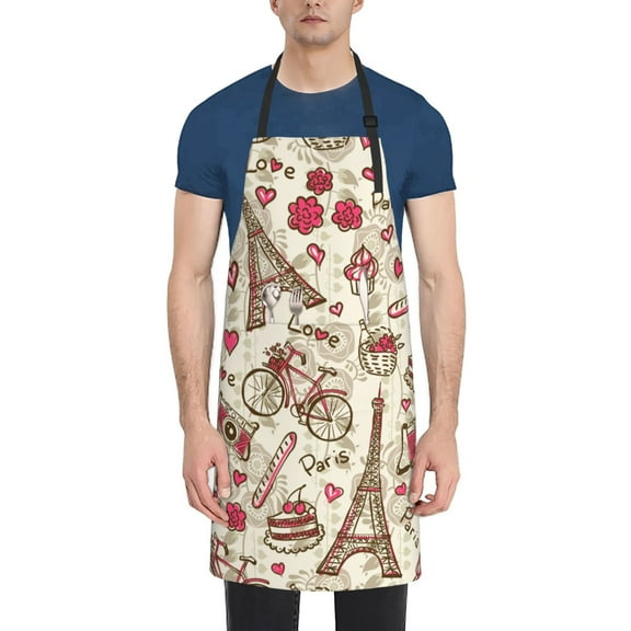Rateoe Paris Vintage Aprons with Pocket,Men Womens Aprons Waterproof Adjustable Cooking Aprons for Kitchen Gardening and Salon