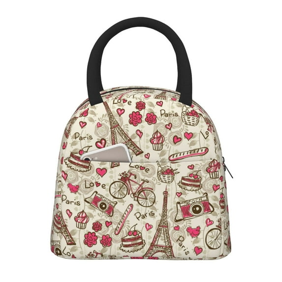 Rateoe Paris Vintage Pattern Lunch Bag Women, Lunch Box, Lunch Bag, Small Leakproof Lunch Tote Large Capacity Reusable Insulated Cooler Lunch Container