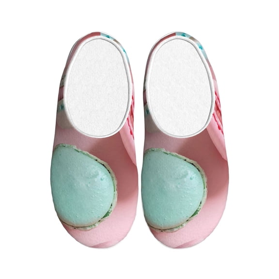 Rateoe Pastel Macarons Delight Print Women's Men's Cotton Knit Slippers Lightweight Memory Foam Indoor House Shoes with Anti-Skid Sole-40/41