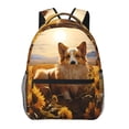 thumbnail image 1 of Rateoe Pastoral Sunflower Corgi Pattern Casual Backpack for School, Work, Travel – Adjustable Straps, Multiple Compartments – Ergonomic Design, Fits Laptops and Tablets, 1 of 5