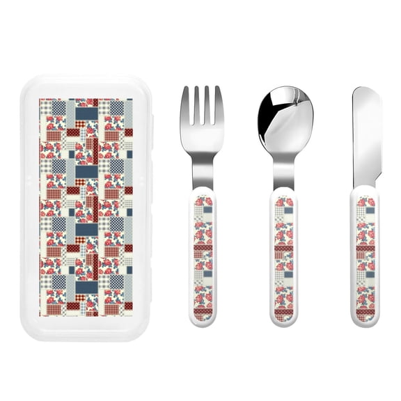 Rateoe Patchwork In Country Style for Stainless Steel Kids Silverware Set - Child and Toddler Safe Flatware - Children's Knife, Fork And Spoon Set