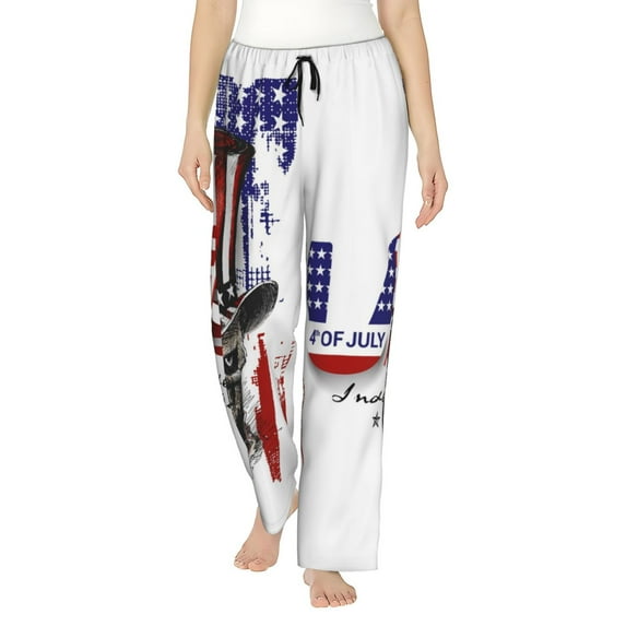 Rateoe Patriotic Skull Art Pattern Women’s Ultra-Soft Comfy Pajama Lounge Pants Sleepwear,Comfortable Lounge Wear,lightweight Pajamas, Casual Home Wear-XX-Large