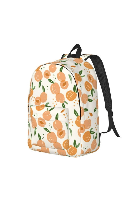 Peaches Pattern Durable Canvas Backpack for Men & Women – Stylish & Lightweight – Adjustable Straps, Multiple Pockets – Fits 15-17 Inch LaptopsSmall