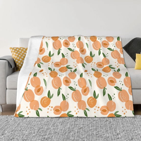 Rateoe Peaches Pattern Flannel Throw Blanket, Ultra-soft Blanket for Bed, Couch, Car, Hypoallergenic Anti-pilling blanket-80"x60"(Horizontal)