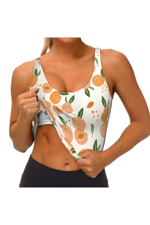 Peaches Print Womens' Sports Bras Scoop Neck Sports Vest- Padded U Back Seamless High Impact Support