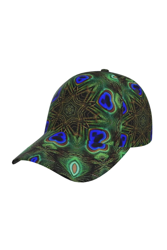 Peacock Feathers Pattern Mens Baseball Cap  Adjustable Curved Brim Hat, Soft Cotton Sports Cap for Outdoor, Casual, and Everyday Wear, Comfortable & Breathable