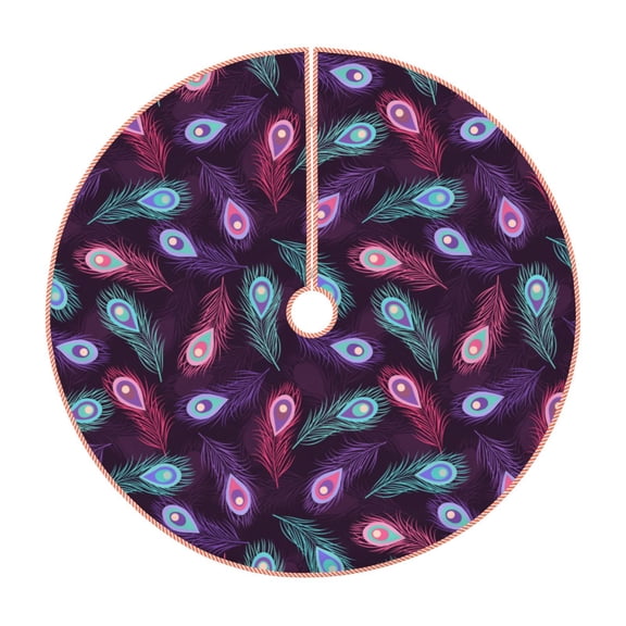 Rateoe Peacock Feathers3 Pattern Christmas Tree Skirt with Ties , Christmas Tree Decorations, Farmhouse Christmas Decor Xmas Holiday Decorations-30"