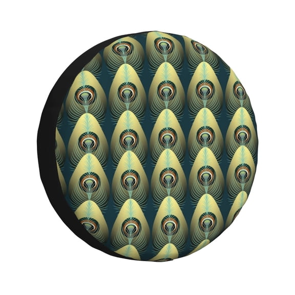 Rateoe Peacock Gold Feather Pattern Tire Cover Wheel Protectors Weatherproof Wheel Covers Universal Fit for Trailer Rv SUV Truck Camper Travel Trailers Accessories-17 inch