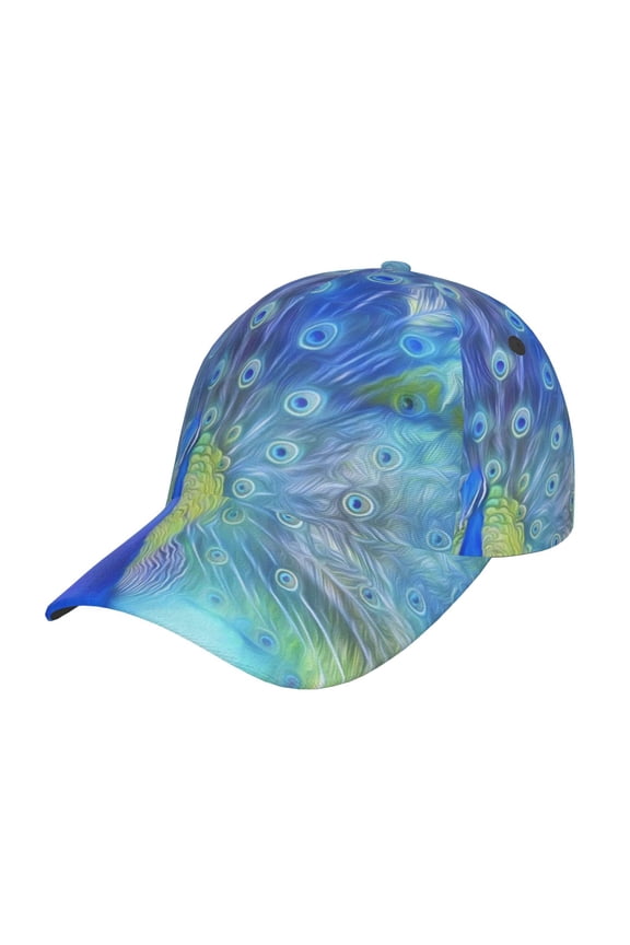 Peacock Pattern Baseball Cap Outdoor Cap Mountain Dad Hat - Unstructured Soft Cotton Cap-Adjustable UV Protection Cap