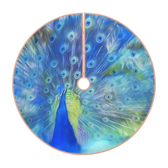 Rateoe Peacock Pattern Christmas Tree Skirt with Ties , Christmas Tree Decorations, Farmhouse Christmas Decor Xmas Holiday Decorations-