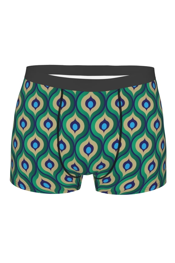 Peacock'S Tail Mens Boxer Briefs Poly Spandex Performance Boxer Briefs Underwear Hem Boxer Briefs - XX-Large