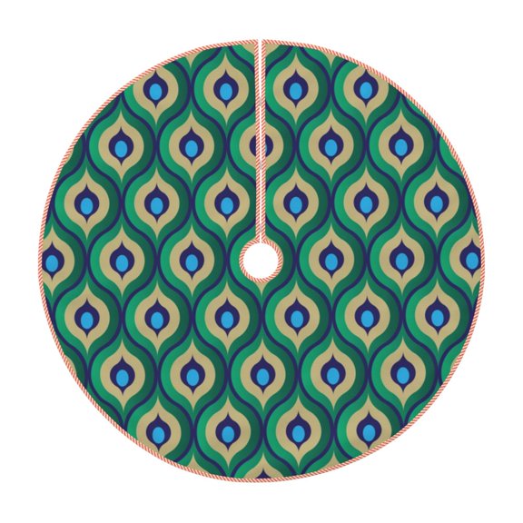 Rateoe Peacock'S Tail Pattern Christmas Tree Skirt with Ties , Christmas Tree Decorations, Farmhouse Christmas Decor Xmas Holiday Decorations-