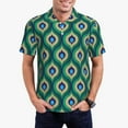 thumbnail image 1 of Rateoe Peacock'S Tail Pattern Men's Short Sleeve Polo Shirts, Golf Polo Shirts Short Sleeve Performance Moisture Wicking Dry-XX-Large, 1 of 6