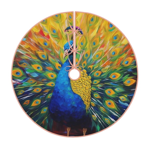 Rateoe Peacocks Pattern Christmas Tree Skirt with Ties , Christmas Tree Decorations, Farmhouse Christmas Decor Xmas Holiday Decorations-30"